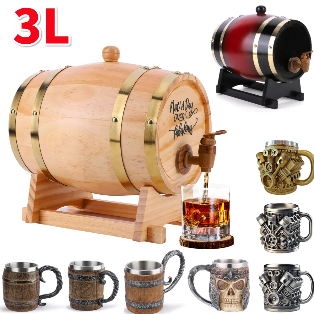 3L Wooden Whiskey Barrel with  - Wine Whiskey Beer review and price
