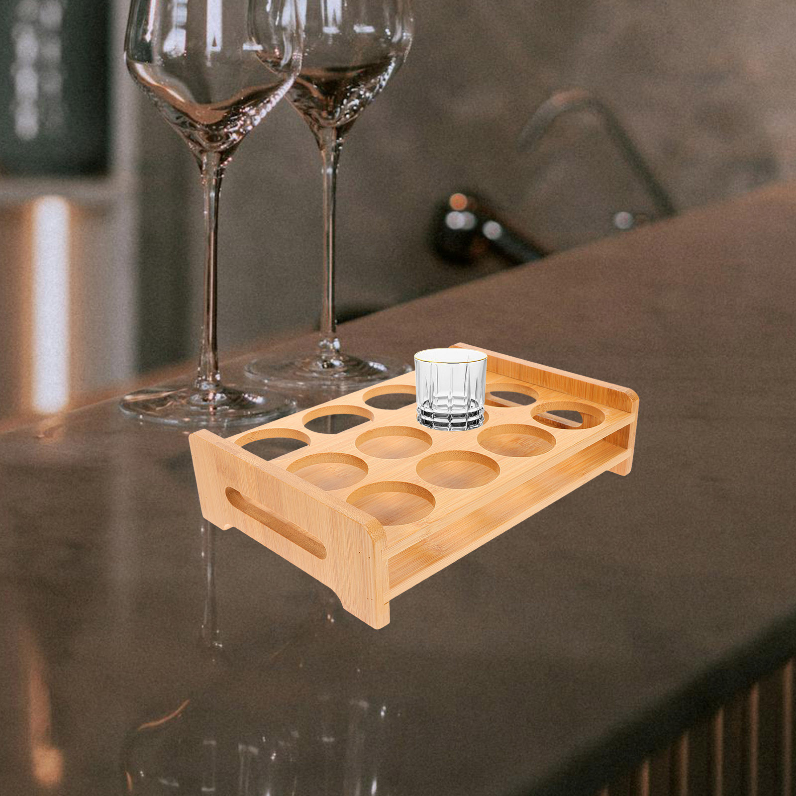 Bamboo Shot Glasses Holder Dis - Wine Whiskey Beer review and price